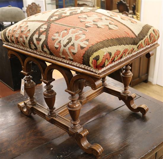 A 19th century French walnut dressing stool W.59cm